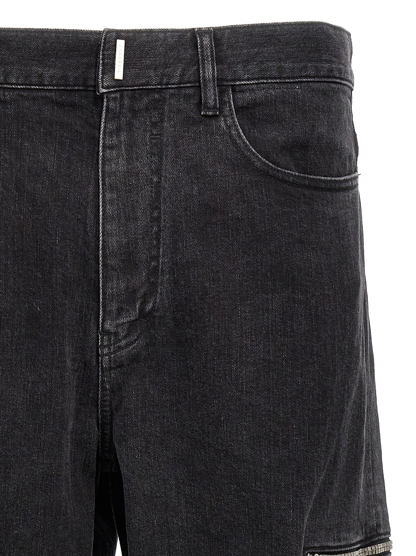 Cargo Pants by Givenchy for men in denim cotton black & print features a sartorial silhouette, showcasing a sophisticated with a refined long and elegant .