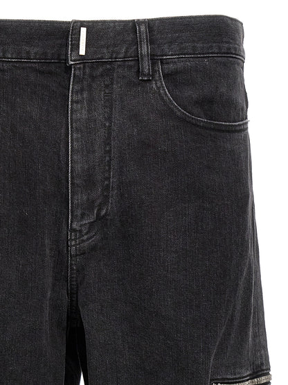 Cargo Pants by Givenchy for men in denim cotton black & print features a sartorial silhouette, showcasing a sophisticated with a refined long and elegant .
