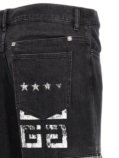 Cargo Pants by Givenchy for men in denim cotton black & print presents a on trend silhouette, artfully finished with a on trend , long, and for a sophisticated look.
