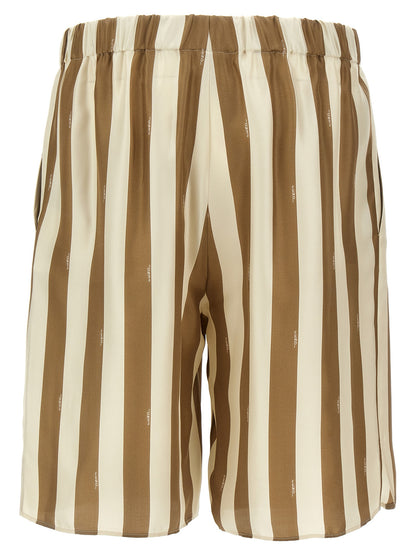 Bermuda Shorts by Fendi for men in silk beige & striped features a sartorial silhouette, showcasing a sartorial and short with a sophisticated for a sartorial look.