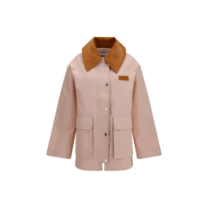 Overcoat by Ganni for women in twill polyester suede leather multicolor features a contemporary silhouette showcasing a contemporary and refined pockets for a sophisticated finish.