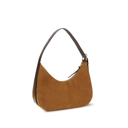 Shoulder Bag by Ganni for women in polyester suede leather brown & signature showcases a enviable silhouette, artfully detailed with a secure zipper, organized , and versatile shoulder-strap & adjustable-strap for a enviable look.