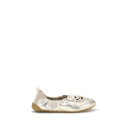Sneakers by Chloé for women in bos taurus calf & goatskin suede leather gold & silver features a chic design, perfectly showcasing the chic fashion style of this Women's Fashion Bos Taurus Calf & Goatskin Suede Leather Sneakers.