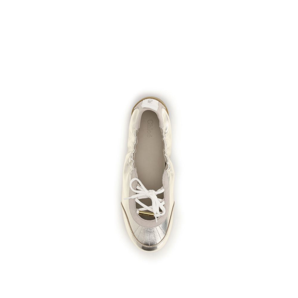 Sneakers by Chloé for women in bos taurus calf & goatskin suede leather gold & silver presents a sumptuous silhouette, artfully capturing the essence of the Women's Fashion Bos Taurus Calf & Goatskin Suede Leather Sneakers with its sumptuous fashion style design.