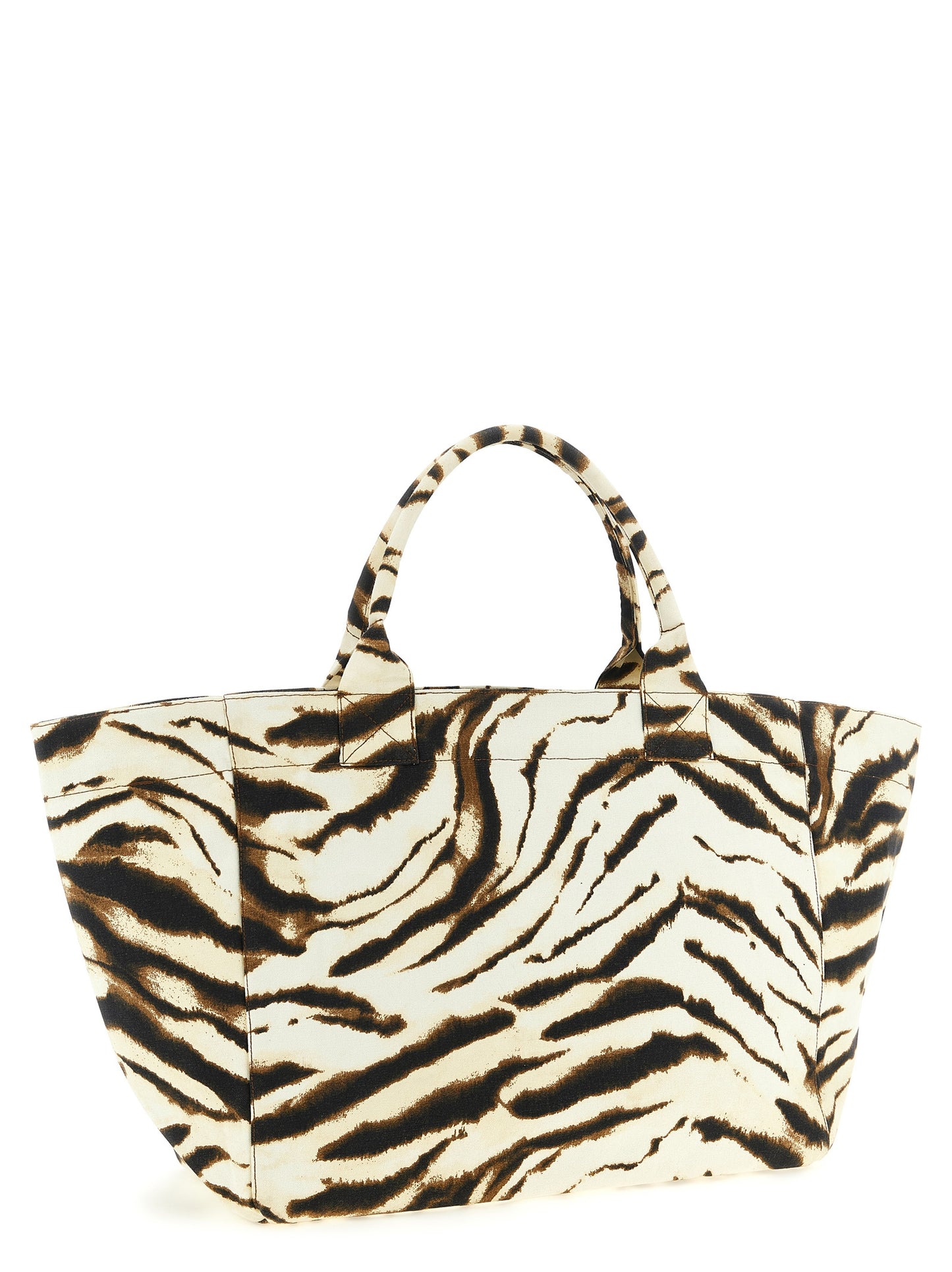 This Shopper Tote Bag by Ganni for women in cotton beige, brown, zebra & print features an jet-set Cotton Shopper Tote Bag design with a secure , ample , and jet-set handle.