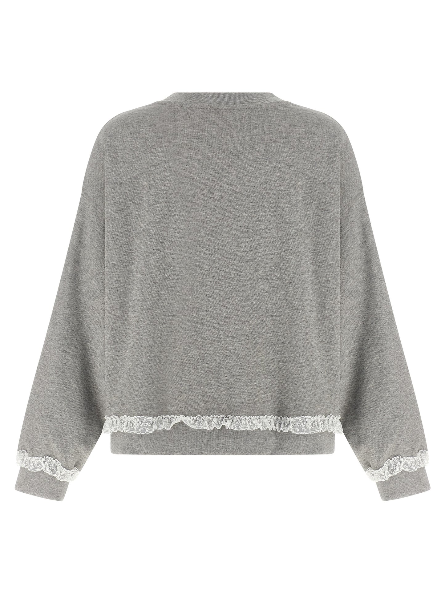 Activewear Sweatshirt by Ganni for women in organic cotton gray showcases a versatile silhouette, artfully detailed with a versatile round neckline and for a versatile finish with .