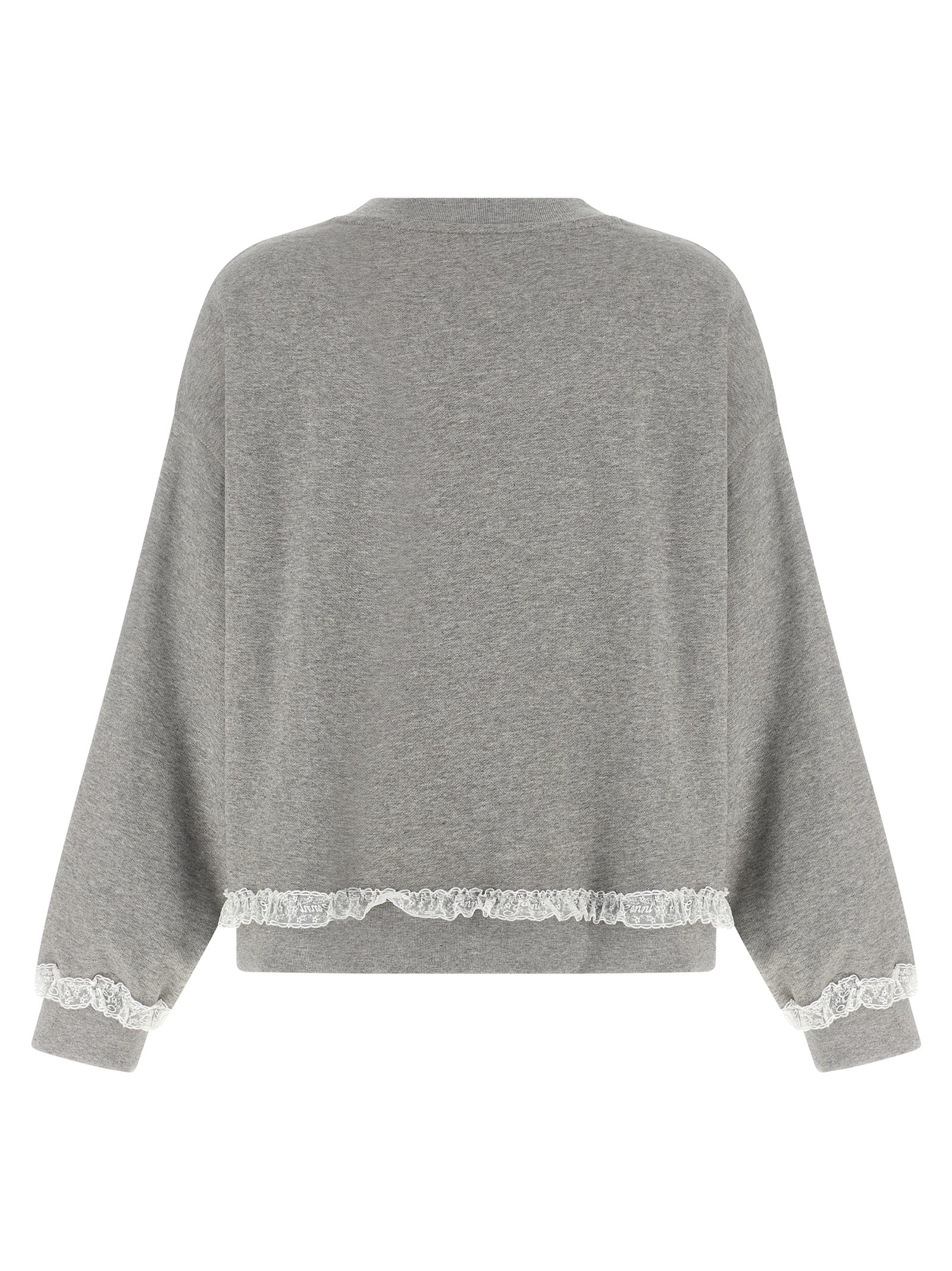 Activewear Sweatshirt by Ganni for women in organic cotton gray showcases a versatile silhouette, artfully detailed with a versatile round neckline and for a versatile finish with .
