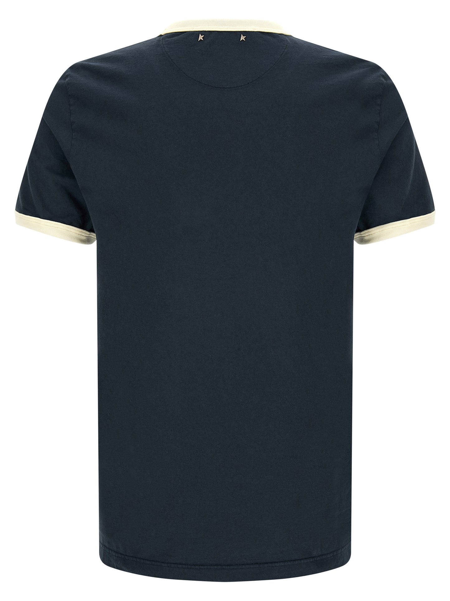 T-Shirt by Golden Goose for men in cotton blue & print showcases a chic silhouette, artfully detailed with a chic crew neckline and for a chic finish.