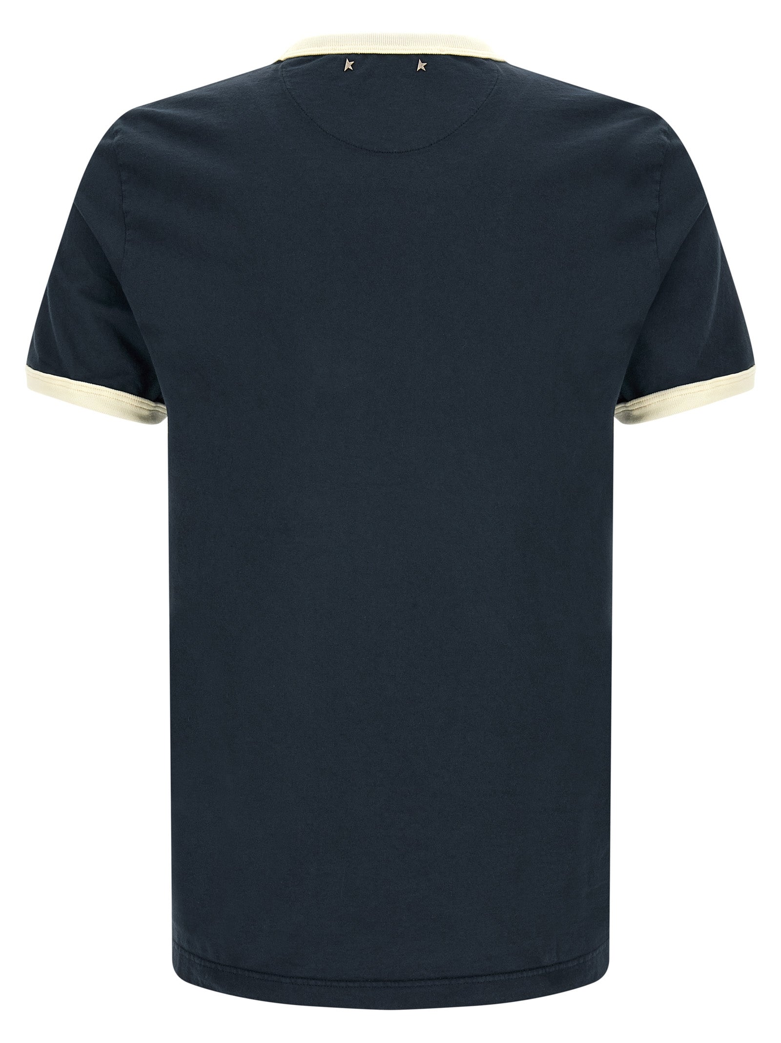 T-Shirt by Golden Goose for men in cotton blue & print showcases a chic silhouette, artfully detailed with a chic crew neckline and for a chic finish.