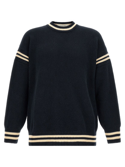 Cardigan by Golden Goose for men in cotton blue showcases a captivating silhouette, artfully detailed with a captivating long-sleeve and crew neckline for a truly sophisticated captivating look.
