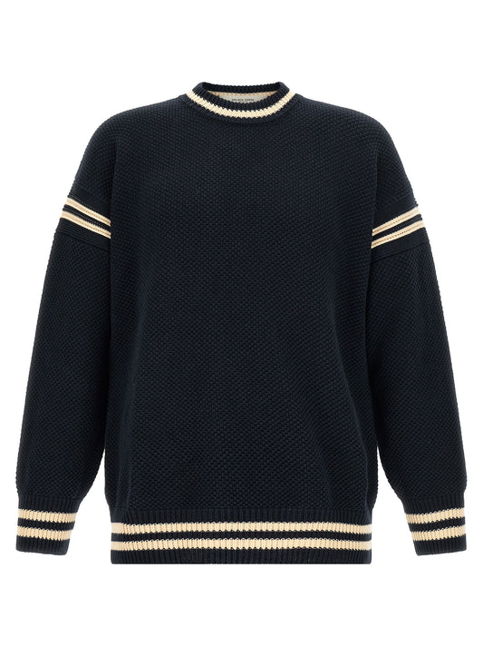 Cardigan by Golden Goose for men in cotton blue showcases a captivating silhouette, artfully detailed with a captivating long-sleeve and crew neckline for a truly sophisticated captivating look.