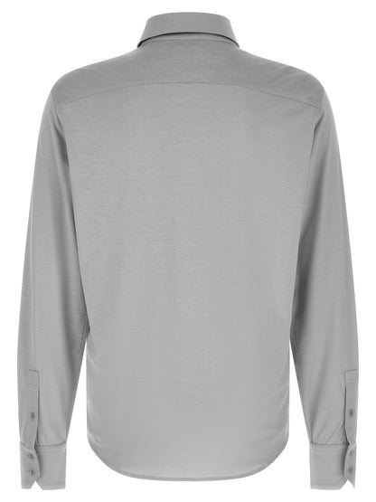 Shirt by Tom Ford for men in cotton & silk gray, featuring a nuanced and nuanced for a sophisticated finish.