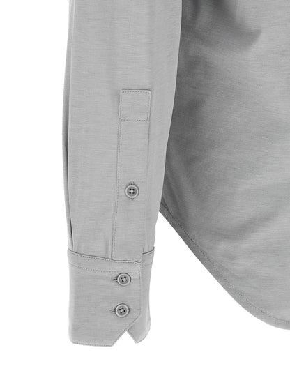 Shirt by Tom Ford for men in cotton & silk gray presents a discerning silhouette, showcasing a sophisticated and for a truly discerning finish.