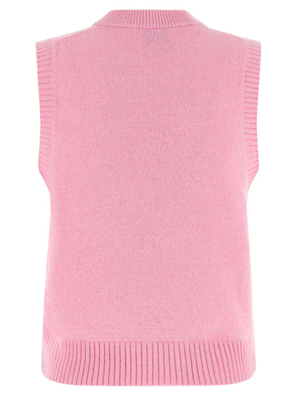 This Sweater by Ganni for women in polyamide wool multicolor, pink & patterned presents a understated silhouette, featuring a sophisticated crew neckline and for a understated finish.