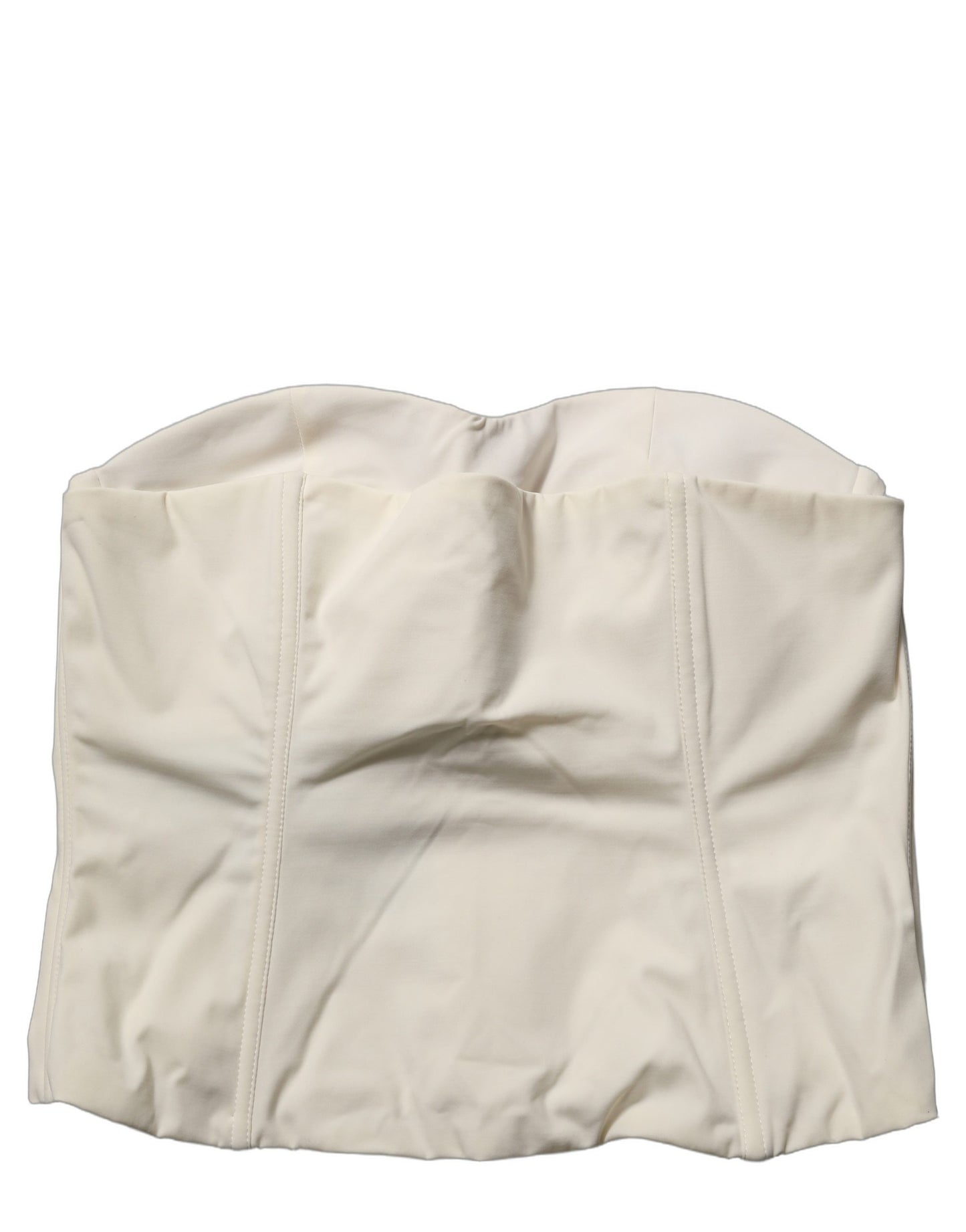 Elisabetta Franchi Off White Strapless Sweetheart Neck Top