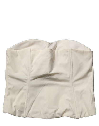 Elisabetta Franchi Off White Strapless Sweetheart Neck Top