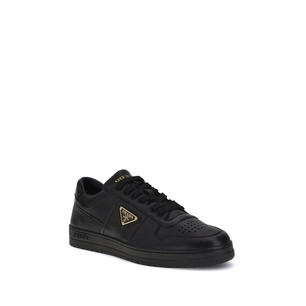 Sneakers by Prada for men in bos taurus calf leather black features a chic design, perfectly showcasing the chic low-top style of this Men's Low Top Bos Taurus Calf Leather Sneakers.