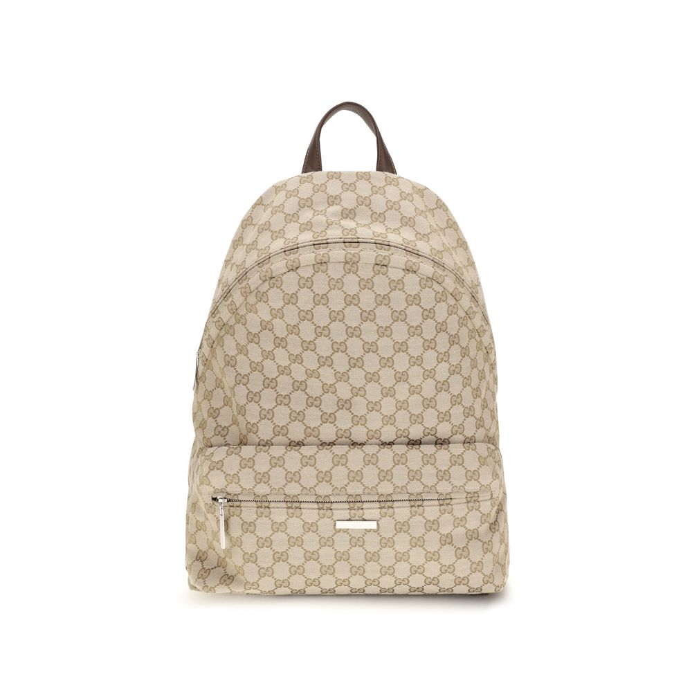 Large Travel Backpack by Gucci for men in polyamide polyester leather & cotton canvas beige, green, red, silver & striped presents a versatile Gg Polyamide Polyester Leather & Cotton Canvas Large Travel Backpack design, showcasing a secure zipper with ample laptop-compartment and versatile backpack-strap & adjustable-strap for a versatile finish.