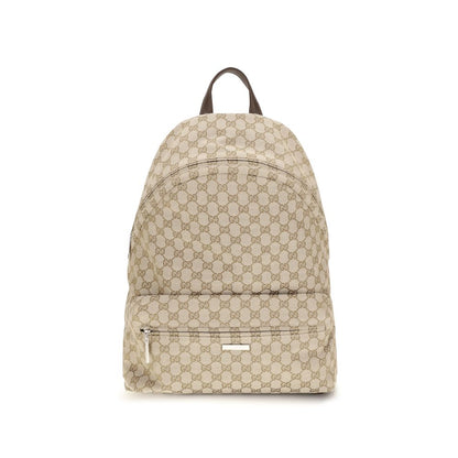 Large Travel Backpack by Gucci for men in polyamide polyester leather & cotton canvas beige, green, red, silver & striped presents a versatile Gg Polyamide Polyester Leather & Cotton Canvas Large Travel Backpack design, showcasing a secure zipper with ample laptop-compartment and versatile backpack-strap & adjustable-strap for a versatile finish.