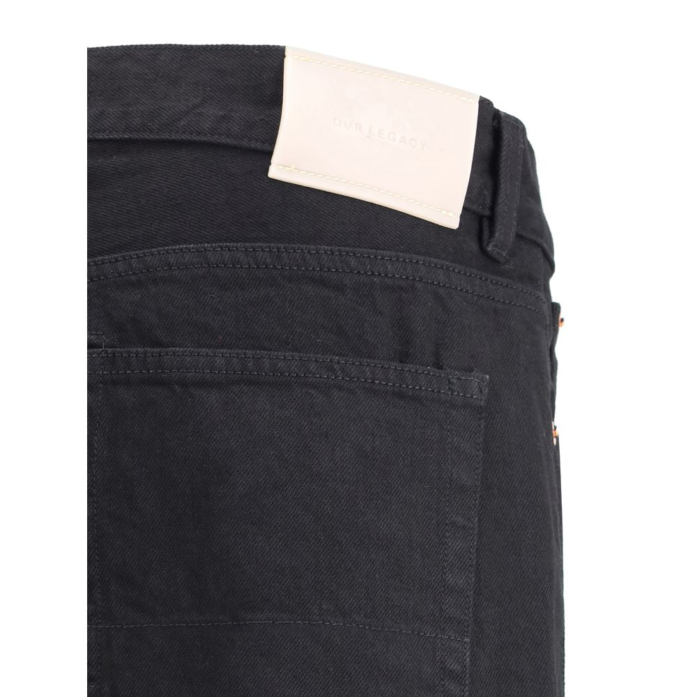 Jeans by Our Legacy for men in cotton denim black features a polished silhouette with a polished straight-leg, relaxed-fit, regular-fit & wide, reaching a polished long and finished with a polished .