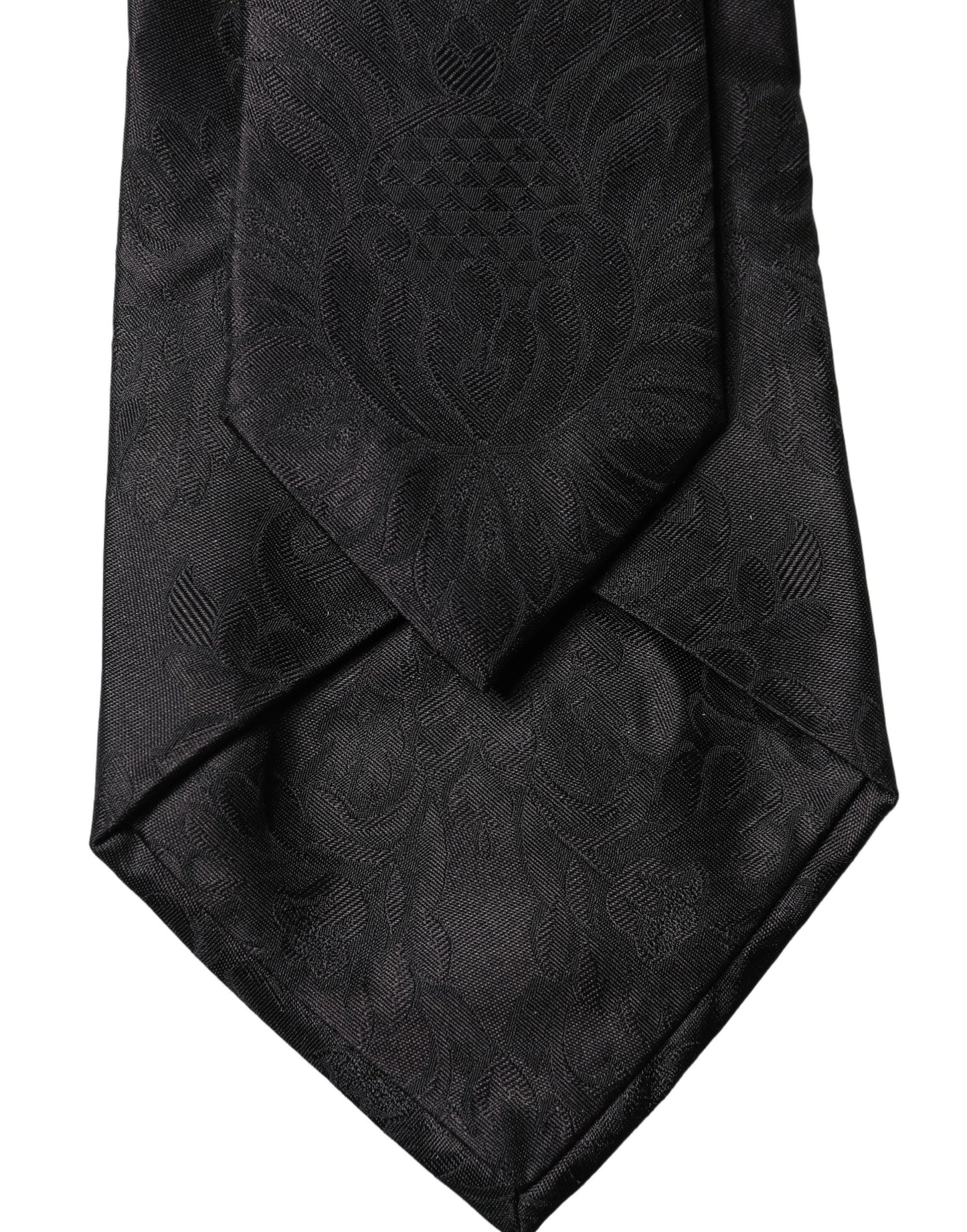 Dolce & Gabbana Black Paisley Woven Silk Adjustable Women Necktie Tie