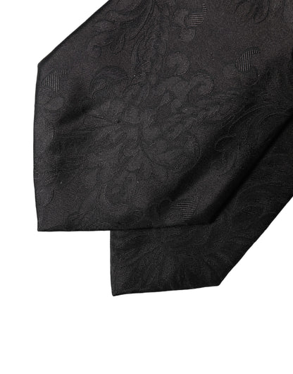 Dolce & Gabbana Black Paisley Woven Silk Adjustable Women Necktie Tie