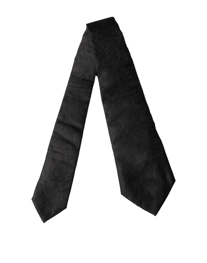 Dolce & Gabbana Black Paisley Woven Silk Adjustable Women Necktie Tie