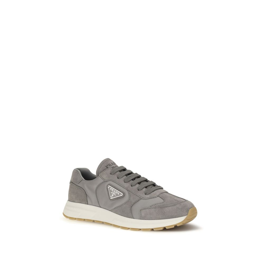 Athletic Sneakers by Prada for men in nylon polyamide leather gray features an effortless chic silhouette, showcasing the signature athletic style of the Men's Athletic Nylon Polyamide Leather Sneakers collection with a truly effortless chic finish.