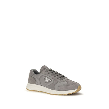 Athletic Sneakers by Prada for men in nylon polyamide leather gray features an effortless chic silhouette, showcasing the signature athletic style of the Men's Athletic Nylon Polyamide Leather Sneakers collection with a truly effortless chic finish.