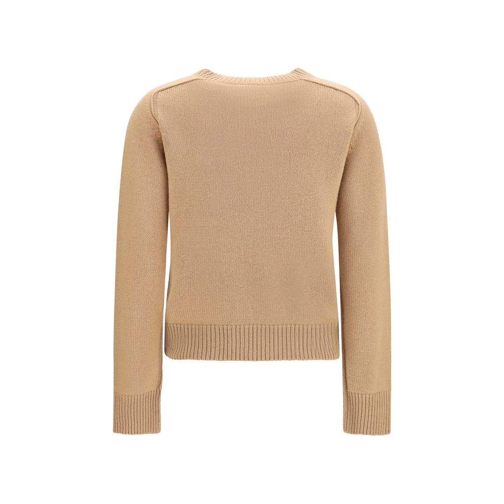 Sweater by Burberry for women in cashmere wool & capra leather beige showcases an masterful silhouette, artfully detailed with a masterful crew neckline and for a sophisticated, premium finish.