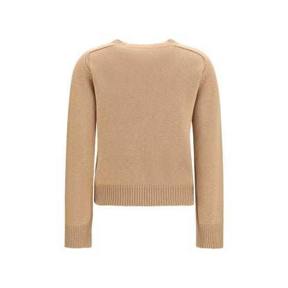Sweater by Burberry for women in cashmere wool & capra leather beige showcases an masterful silhouette, artfully detailed with a masterful crew neckline and for a sophisticated, premium finish.