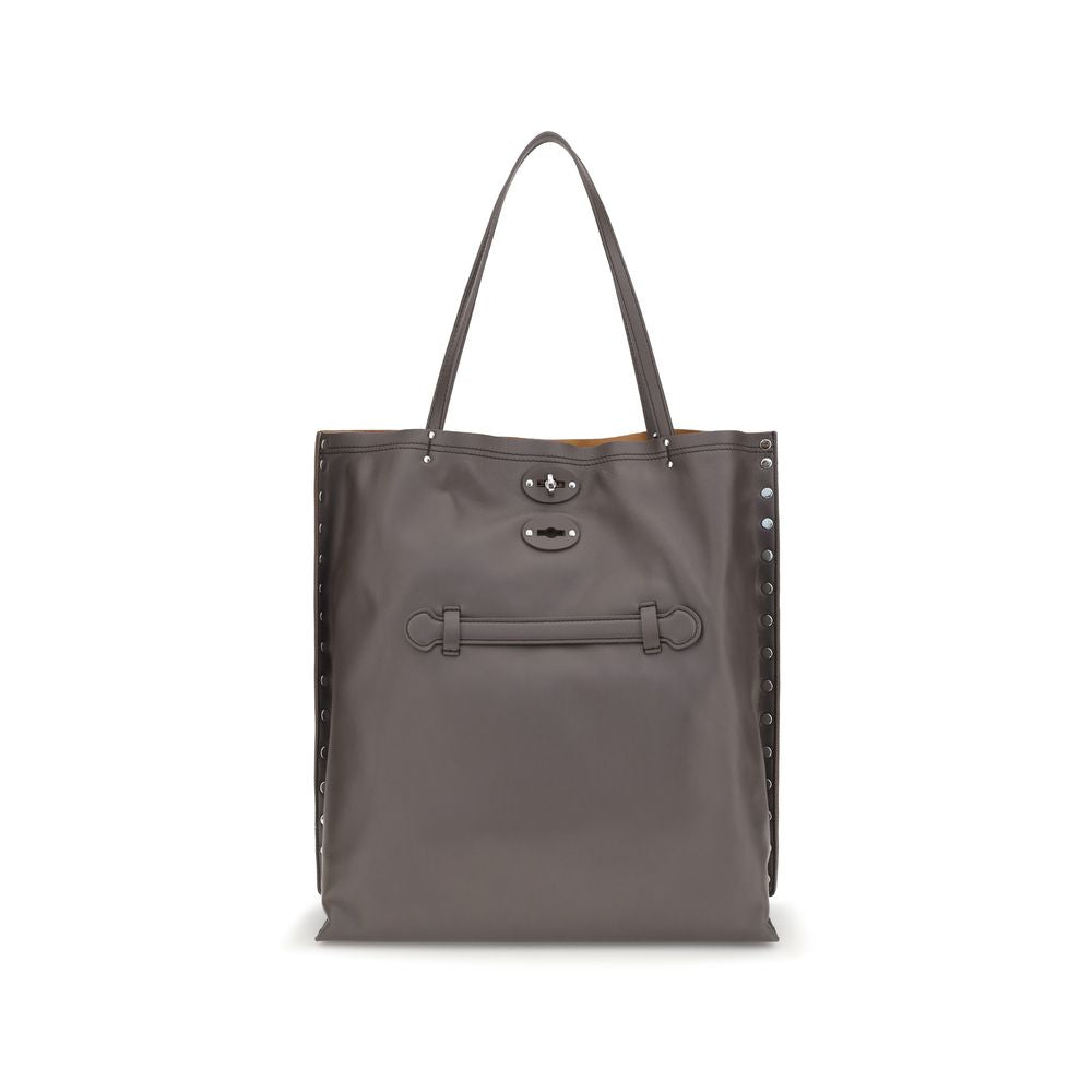 Shoulder Bag by Zanellato for women in bos taurus calf leather gray features a distinguished silhouette, showcasing a secure zipper and distinguished with versatile shoulder-strap & handle for a distinguished finish.