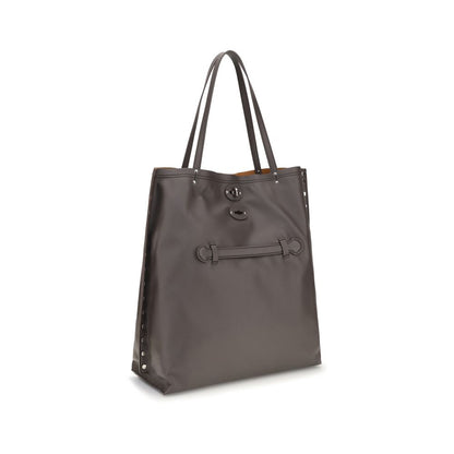 Shoulder Bag by Zanellato for women in bos taurus calf leather gray features a effortless chic silhouette with a secure zipper, ample , and versatile shoulder-strap & handle for a effortless chic finish.