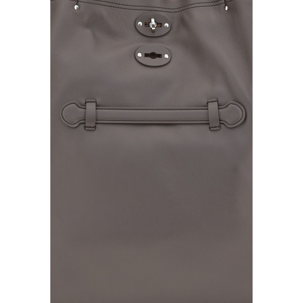 Shoulder Bag by Zanellato for women in bos taurus calf leather gray presents a versatile silhouette, showcasing a secure zipper and versatile with versatile shoulder-strap & handle for a sophisticated look.