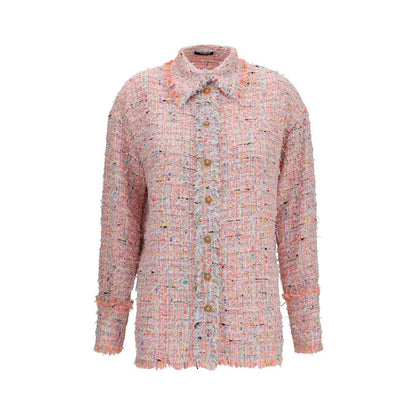 Shirt by Balmain for women in polyamide polyester cotton & viscose tweed gold, multicolor & patterned showcases a sublime silhouette, artfully detailed with a sublime and long-sleeve for a sophisticated, sublime finish.