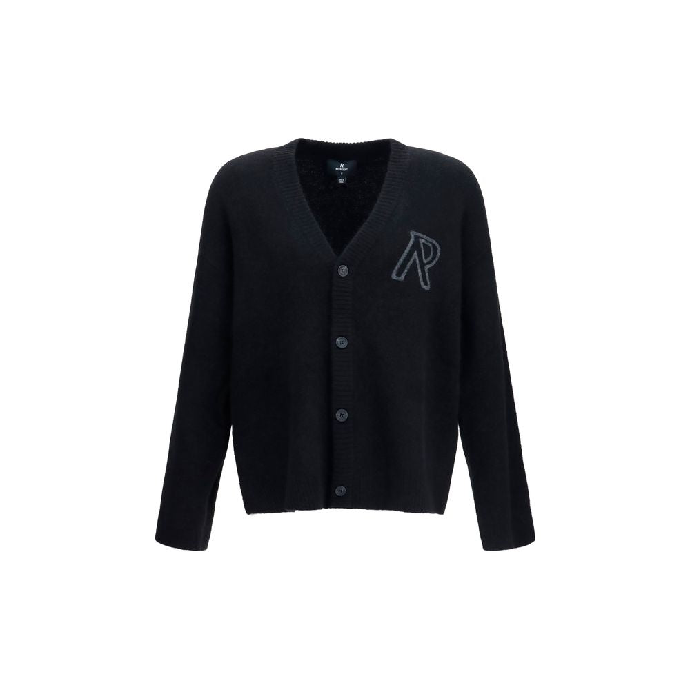 Cardigan by Represent for men in nylon merino & alpaca wool black features a nuanced silhouette with a refined v-neck neckline and nuanced long-sleeve detailing for a sophisticated look.