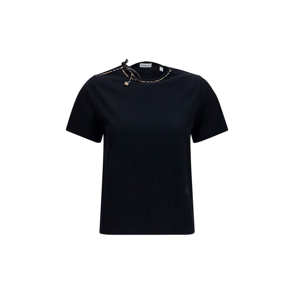 T-Shirt by Burberry for women in cotton black & patterned showcases a unassuming silhouette, artfully detailed with a refined crew neckline and unassuming for a sophisticated, contemporary look.