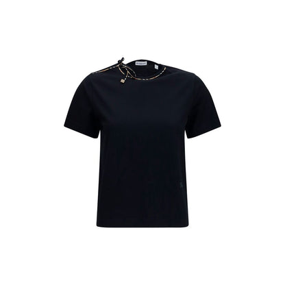T-Shirt by Burberry for women in cotton black & patterned showcases a unassuming silhouette, artfully detailed with a refined crew neckline and unassuming for a sophisticated, contemporary look.
