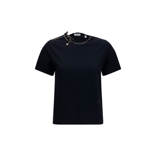 T-Shirt by Burberry for women in cotton black & patterned showcases a unassuming silhouette, artfully detailed with a refined crew neckline and unassuming for a sophisticated, contemporary look.