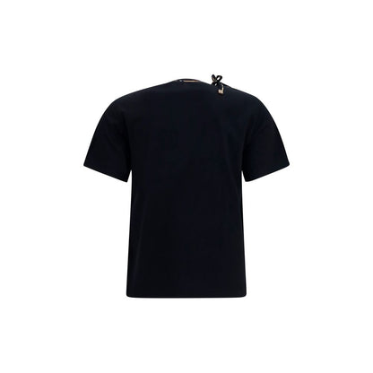 T-Shirt by Burberry for women in cotton black & patterned showcases a fashionable silhouette, elegantly detailed with a fashionable and crew neckline for a sophisticated, high-fashion look.