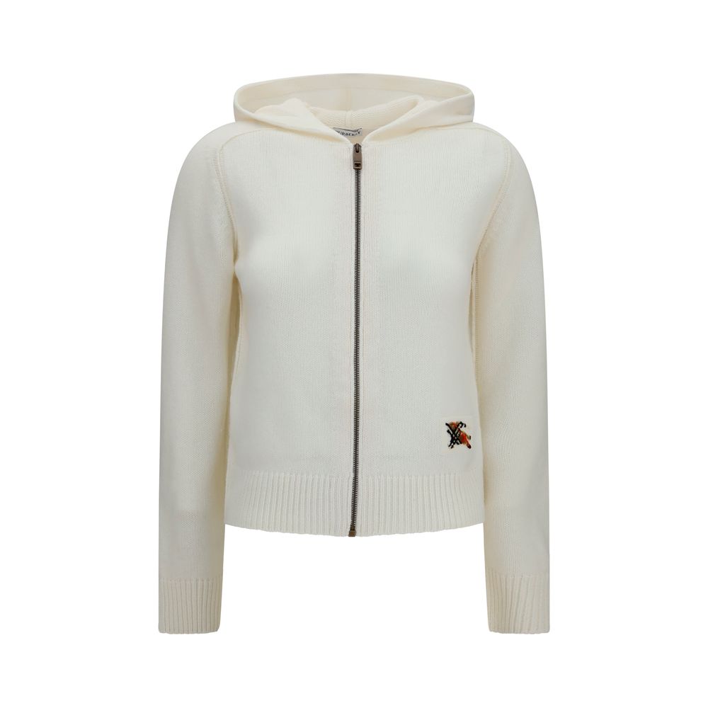 Hooded Top by Burberry for women in wool & capra leather beige features an sumptuous silhouette, showcasing a sophisticated hooded neckline and sumptuous for a refined look.