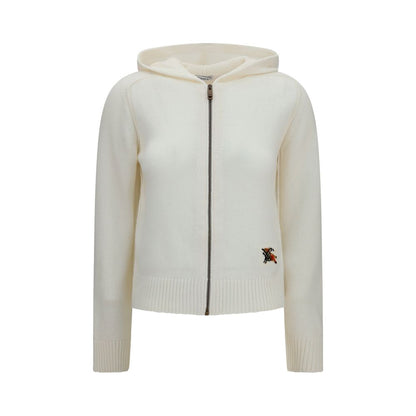 Hooded Top by Burberry for women in wool & capra leather beige features an sumptuous silhouette, showcasing a sophisticated hooded neckline and sumptuous for a refined look.