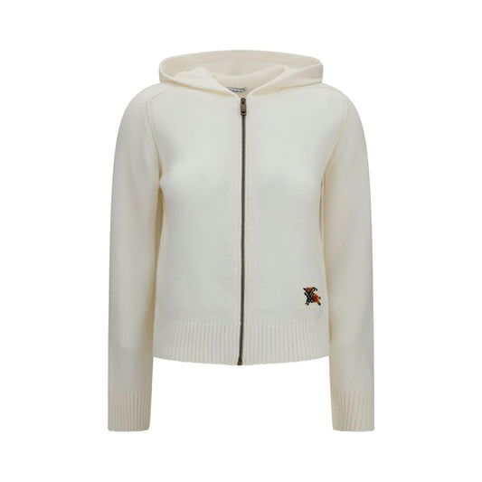 Hooded Top by Burberry for women in wool & capra leather beige features an sumptuous silhouette, showcasing a sophisticated hooded neckline and sumptuous for a refined look.