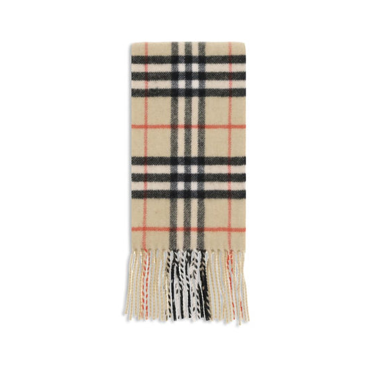 Scarf by Burberry for men in cashmere & capra leather beige & patterned showcases a on trend silhouette, artfully capturing the on trend essence of the Cashmere & Capra Leather Shawl Scarf design with a sophisticated finish.