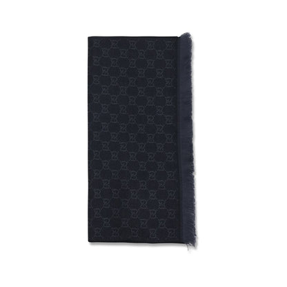 Scarf by Gucci for women in wool black features a timeless silhouette, artfully capturing the essence of the timeless Gg Wool Frayed-Edge Scarf design for a sophisticated look.