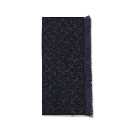 Scarf by Gucci for women in wool black features a timeless silhouette, artfully capturing the essence of the timeless Gg Wool Frayed-Edge Scarf design for a sophisticated look.