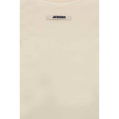 T-Shirt by Jacquemus for women in cotton beige & signature features an edgy silhouette, meticulously detailed with a sophisticated and for a truly edgy finish.