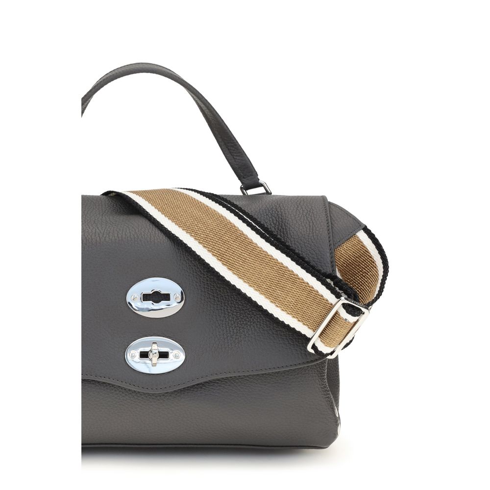 Handbag by Zanellato for women in bos taurus calf leather gray & multicolor features a signature silhouette, showcasing a secure zipper and signature with versatile handle & adjustable-strap for a sophisticated look.