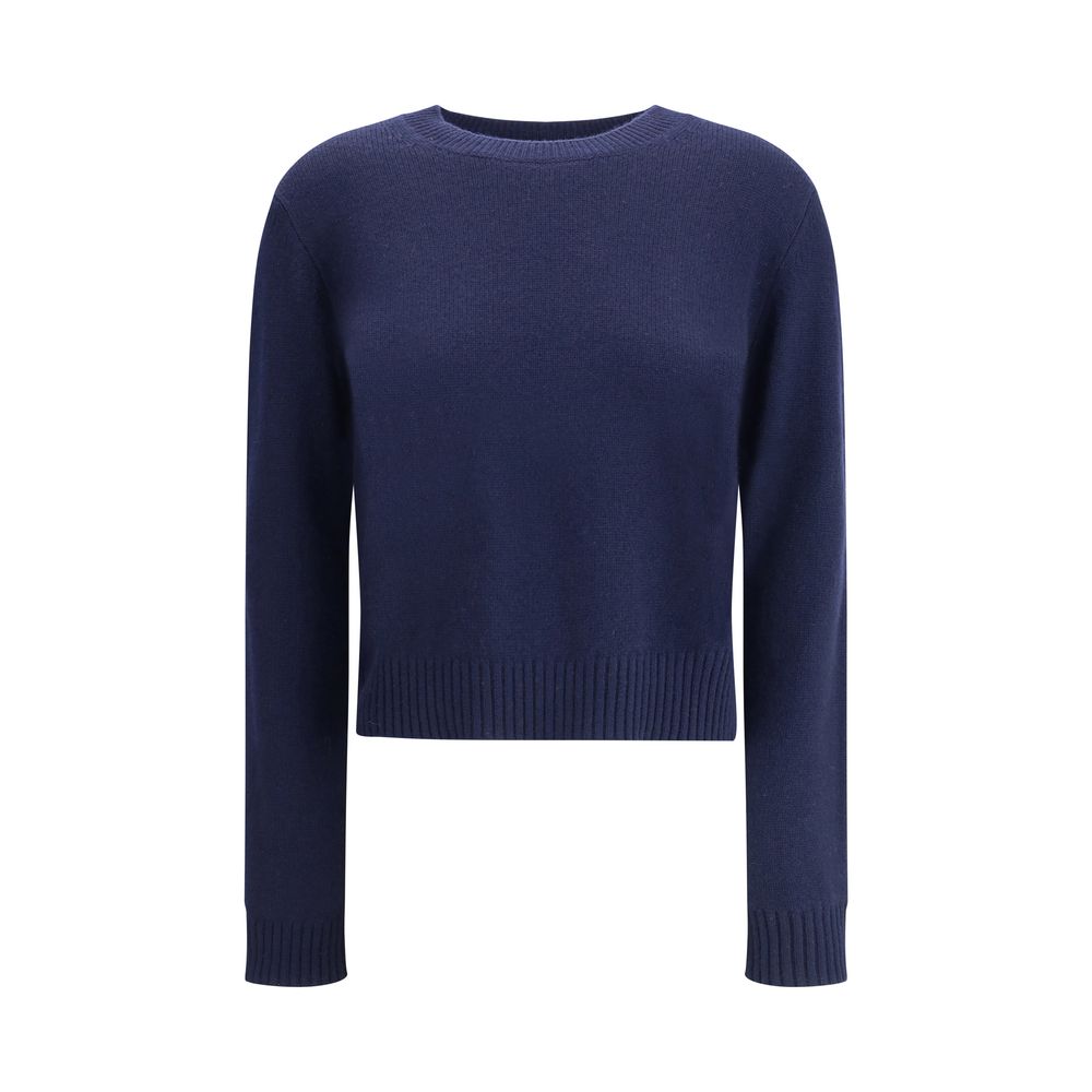 Sweater by Lisa Yang for women in cashmere & capra leather blue showcases an masterful silhouette, artfully detailed with a masterful crew neckline and for a sophisticated, premium finish.