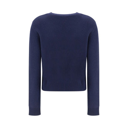 Sweater by Lisa Yang for women in cashmere & capra leather blue showcases a sumptuous silhouette, artfully finished with a sumptuous crew neckline and for a sophisticated, sumptuous look.